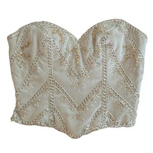 Oleg Cassini vintage white Embellished Strapless Bustier Corset top size S